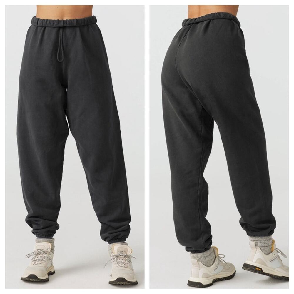joah brown - oversized jogger pants gathered ankle cuffs knit french terry grey
